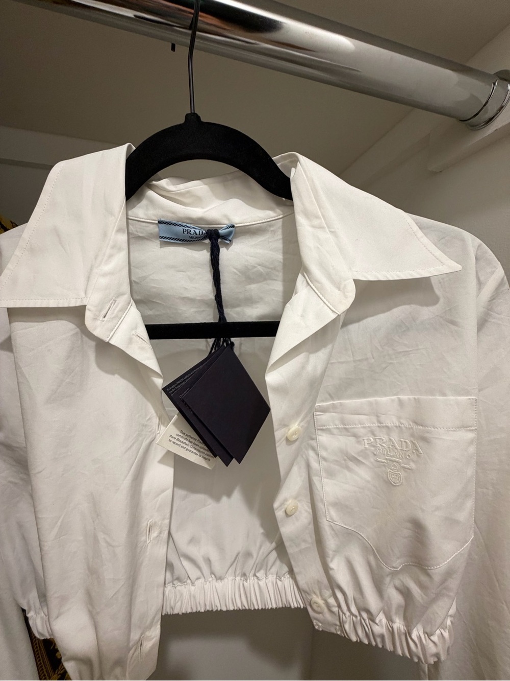 Prada White Elastic-Hem Blouse